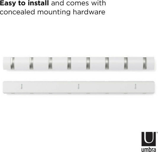 Umbra Wall Hanger Flip 8 Hook White Wooden 8 Hooks White 81.3x3.2x7.6cm