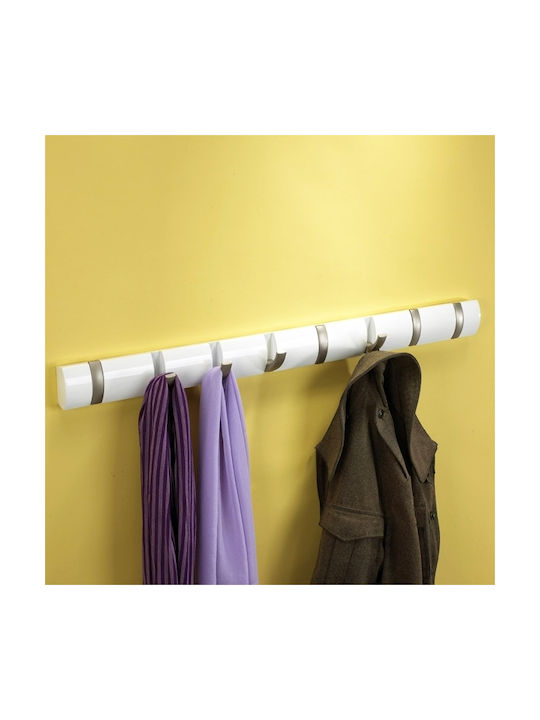 Umbra Wall Hanger Flip 8 Hook White Wooden 8 Hooks White 81.3x3.2x7.6cm