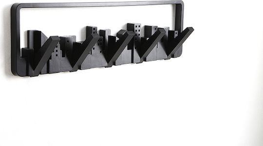 Umbra Wall Hanger Skyline Plastic 5 Hooks Black 49x2.9x14.6cm
