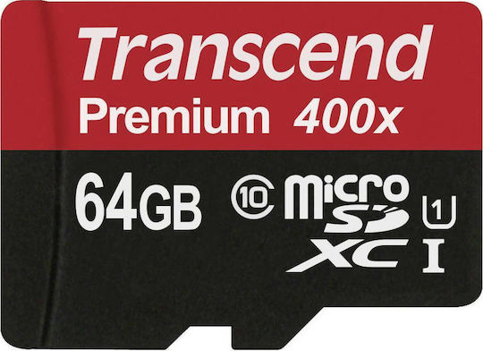 Transcend Premium 400x microSDXC 64GB U1 UHS-I 45MB/s με αντάπτορα