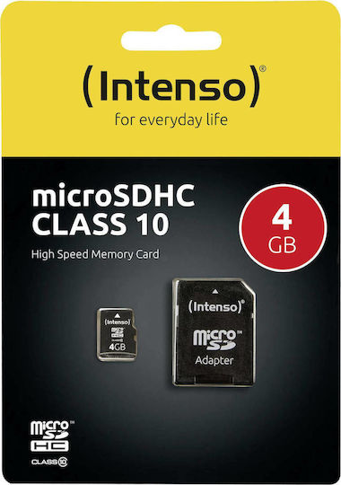 Intenso microSDHC 4GB Class 10 High Speed 20MB/s με αντάπτορα