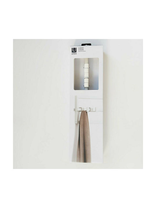 Umbra Metal Wall Hanger Cubiko with 5 Slots White 53x6x15cm