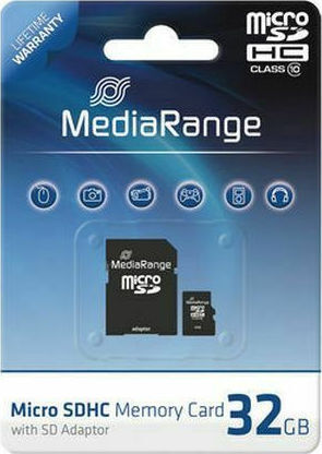 MediaRange MR959 microSDHC 32GB Class 10 A1 High Speed 80MB/s με αντάπτορα