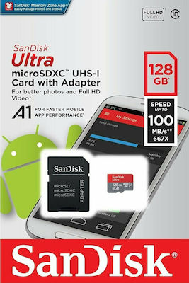 Sandisk Ultra microSDXC 128ГБ Клас 10 A1 UHS-I с адаптер