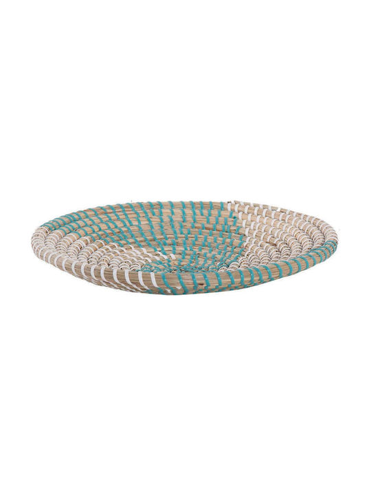 Nef-Nef Homeware Διακοσμητικό Πιάτο Noble Aqua - White από Ψάθινο Υλικό 28x6x28cm