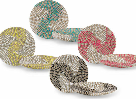 Nef-Nef Homeware Wall Decor Plate Noble Coral - White made of Wicker Material 28x6x28cm
