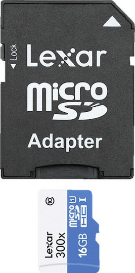 Lexar High-Performance 300x microSDHC 16GB U1 UHS-I 45MB/s With Adapter
