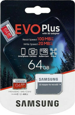 Samsung Evo Plus microSDXC U3 UHS-I 100MB/s με αντάπτορα