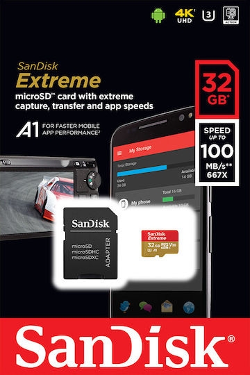 Sandisk Extreme MicroSDXC 128GB U3 V30 A1 UHS-I 100MB/s Cu Adaptor