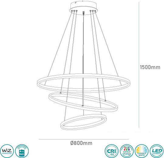 Trio Lighting Aaron Verstellbare Deckenleuchte Silber LED 80cm