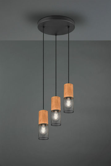 Trio Lighting Tosh Pendant Light Brown with Socket E27 28x150cm