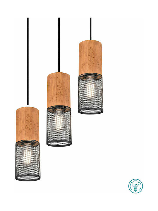 Trio Lighting Tosh Hängelampe Braun mit Fassung E27 28x150cm.