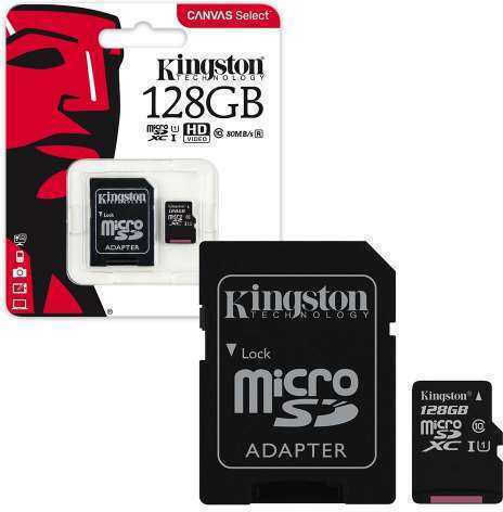 Kingston Canvas Select microSDXC 128GB U1 V10 A1 UHS-I 80MB/s με αντάπτορα