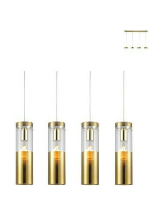 Aca Pendant Light Gold Rail for 4 Bulbs E27