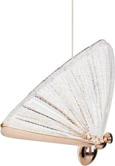 GloboStar Butterfly Κρεμαστό Φωτιστικό Ροζ Χρυσό LED 20x17x24εκ.