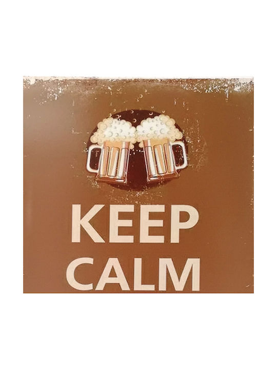 SP Souliotis Decorative Sign Keep Calm Drink Beer Handmade Brown Metal 25x33cm