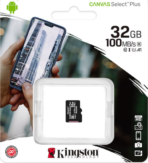 Kingston Canvas Select Plus microSDHC 32GB Клас 10 U1 V10 A1 UHS-I