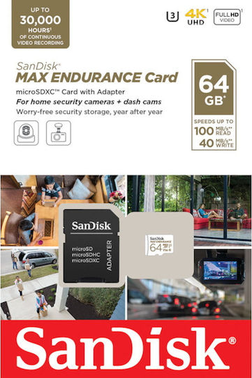 Sandisk Max Endurance microSDXC 64GB U3 V30 UHS-I 100MB/s