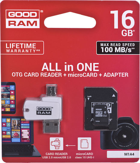 GoodRAM M1A4 microSDHC 16GB U1 UHS-I 100MB/s Cu USB Reader