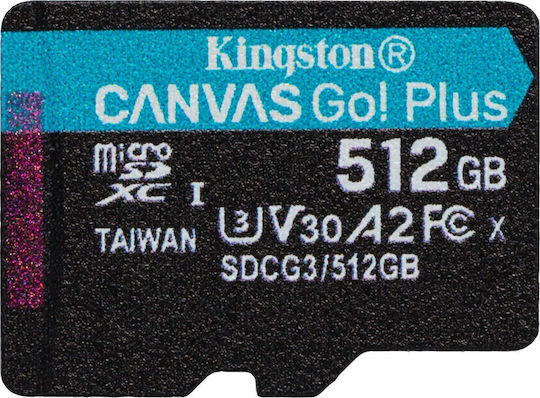 Kingston Canvas Go Plus microSDXC 512GB U3 V30 A2 UHS-I 170MB/s с адаптер