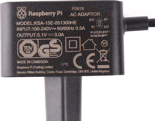Raspberry Pi Pi4 Power Supply Type-C 15.3W 5.1V 3A