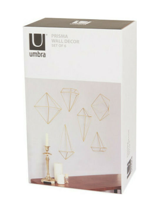 Umbra 3D Wall Decor Geometric Shapes Gold Made of Metal 6 Pieces