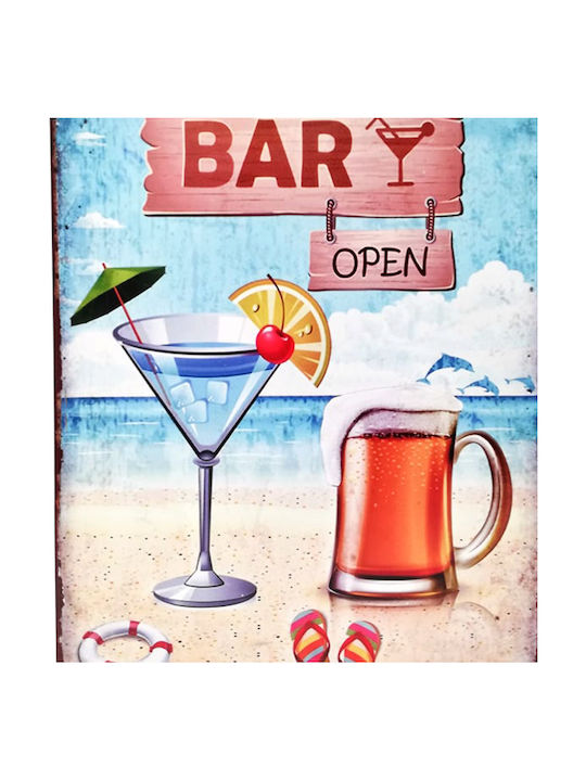 SP Souliotis Decorative Sign Summer Bar Handmade Multicolour Metal 25x33cm