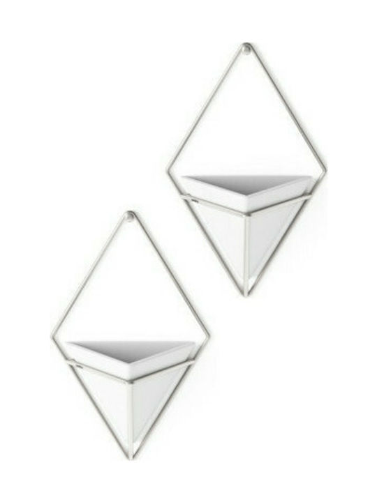 Umbra Set Wanddekorationen aus Keramik Trigg Small Λευκό/Νίκελ Ματ 12x6.4x19cm 2pcs