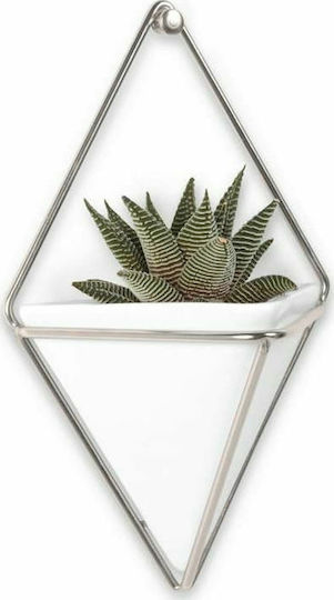 Umbra Set of Decorative Wall Decor made of Ceramic Material Trigg Small White/Nickel Checkmate 12x6.4x19cm 2pcs