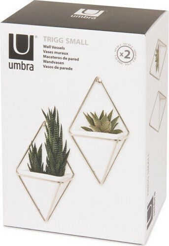 Umbra Set of Decorative Wall Decor made of Ceramic Material Trigg Small White/Nickel Checkmate 12x6.4x19cm 2pcs