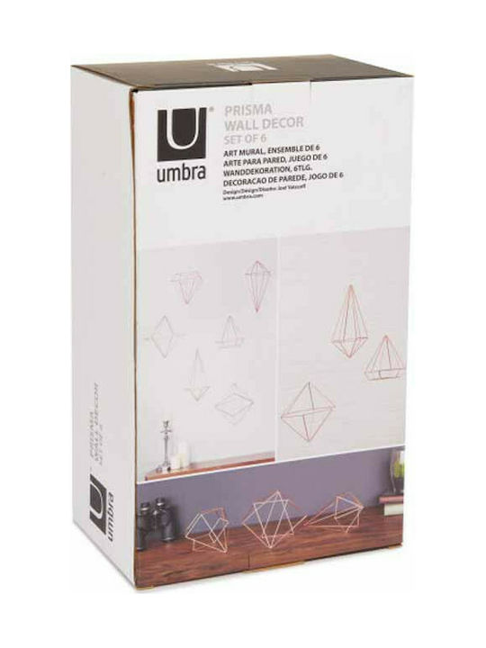 Umbra 3D Διακοσμητικό Τοίχου Γεωμετρικά Σχήματα Χάλκινο από Μέταλλο 6τμχ