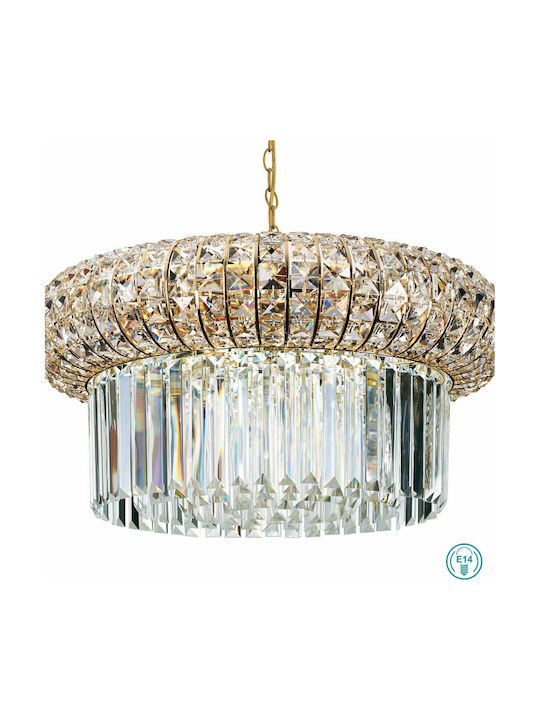 Ideal Lux Nabucco Πολυέλαιος 12xE14 Ø60cm με Κρύσταλλα Χρυσός 237794