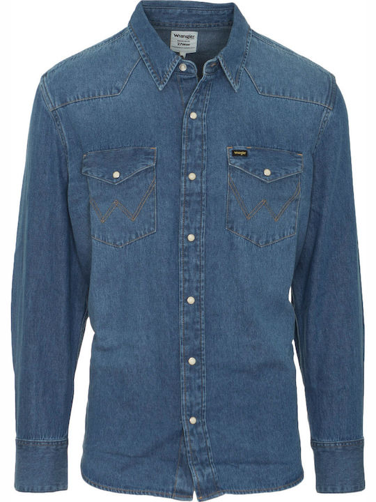 Icons Western Long-sleeved Denim Shirt Blue