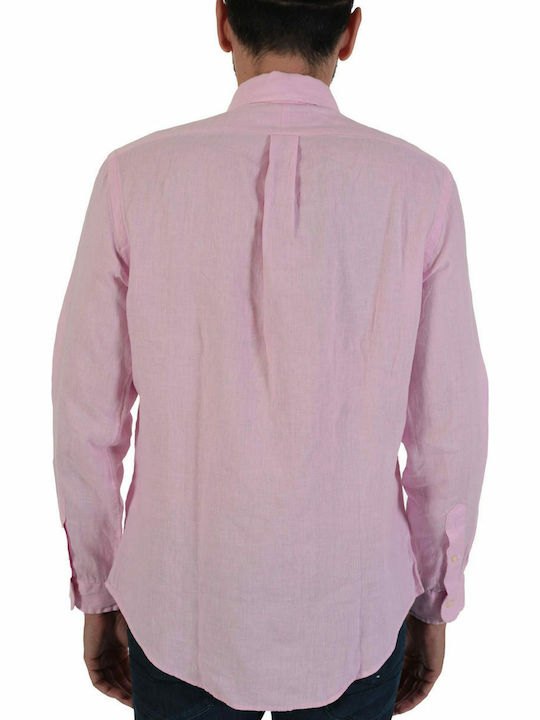 Ralph Lauren Men's Shirt Long Sleeve Linen Pink