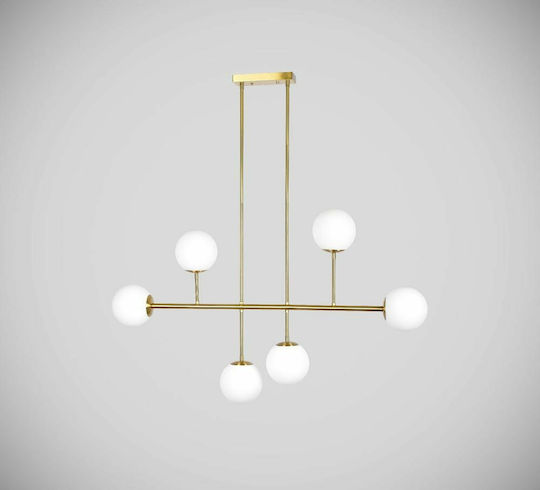 Home Lighting Prato Висящо Осветително Тяло Златист Rail за 6 Крушки E27 70см.