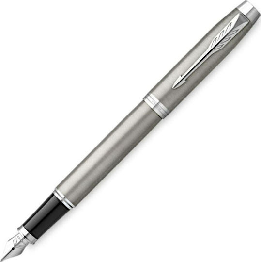 Parker I.M Σετ Στυλό Rollerball Medium με Πένα Medium από Ατσάλι Ασημί σε Θήκη (σε Χάρτινη Κασετίνα)