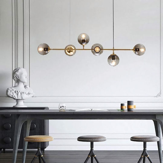 Powertech Hängelampe Gold Kugel für 6 Lampen E27 15x14cm.