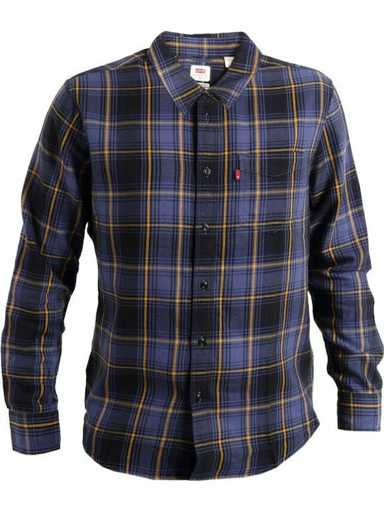 Sunset 1 Pocket Long-sleeved Cotton Shirt Checked Purple