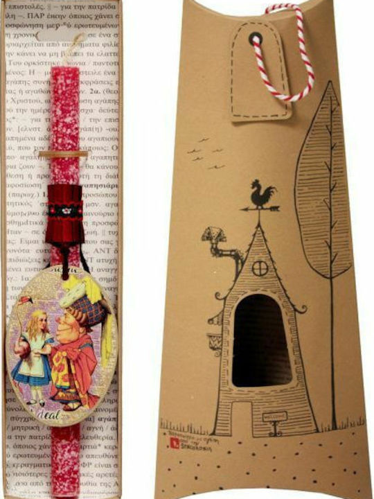 Easter Candle Round Scented, Handmade and with Box Red