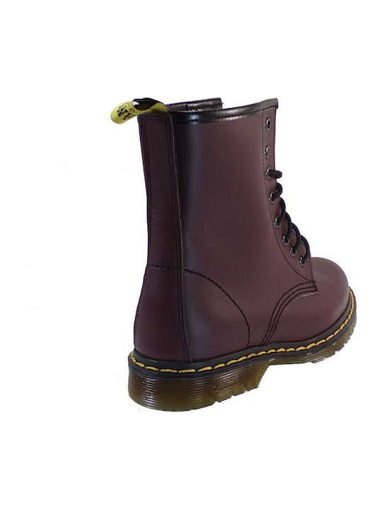 Leather Women's Ankle Boots Burgundy