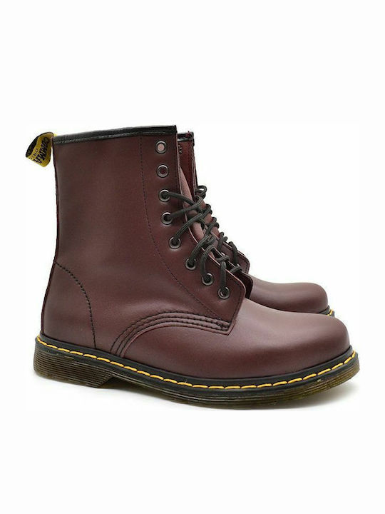 Leather Women's Ankle Boots Burgundy