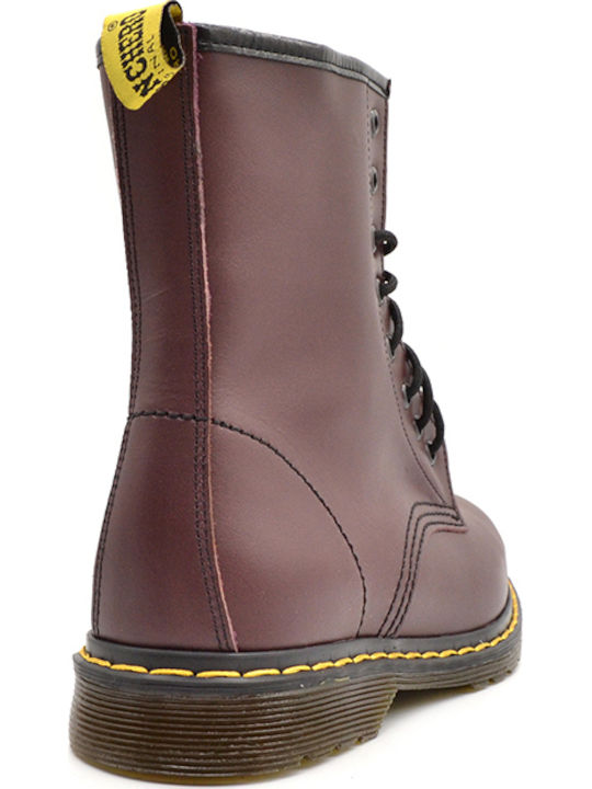 Leather Women's Ankle Boots Burgundy