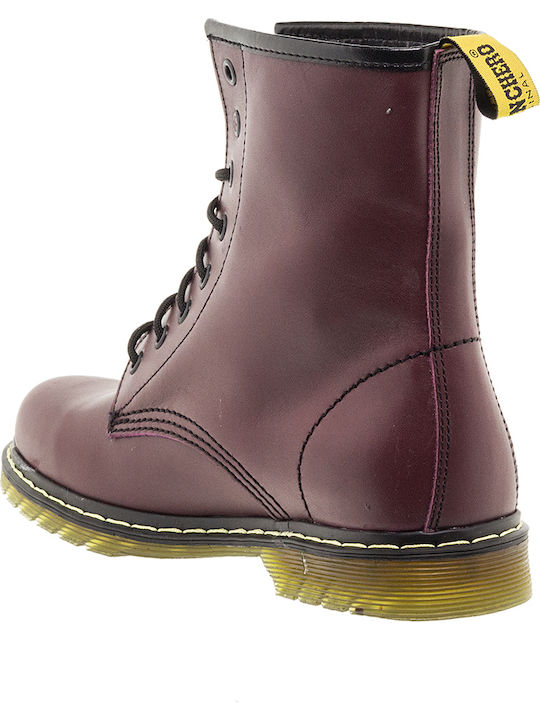 Leather Women's Ankle Boots Burgundy