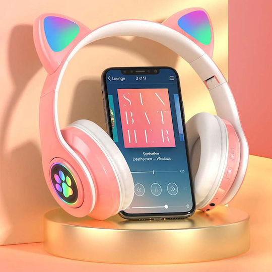 Cat P33M Ασύρματα / Ενσύρματα Παιδικά On Ear Ακουστικά με 10 ώρες Λειτουργίας Ροζ