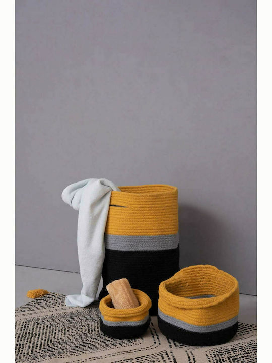 Fabric Decorative Basket Hil Black/Yellow 9-400012-002 18x18x25cm Palamaiki