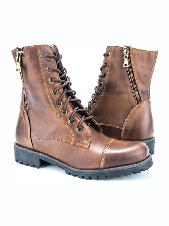 Leather Women's Ankle Boots Tabac Brown