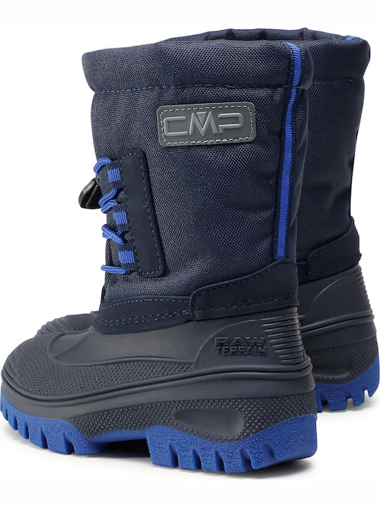 Kids Snow Ankle Boots with Laces Blue