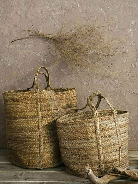 Nima Linum Decorative Basket Wicker with Handles Brown 34x34x30cm