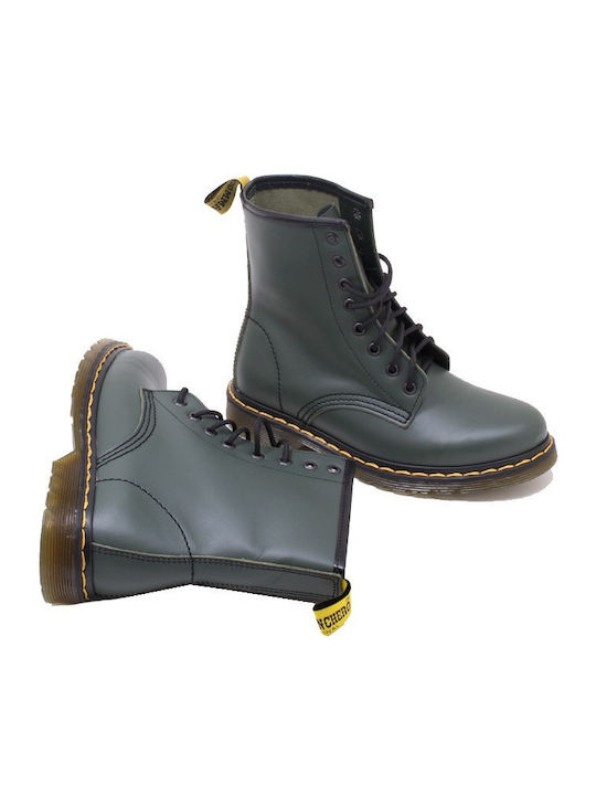 Leather Women's Ankle Boots Khaki