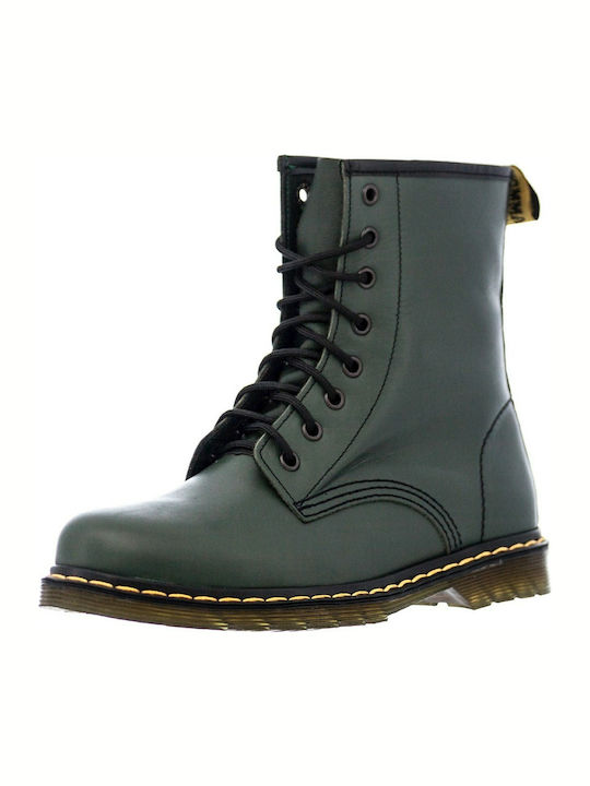 Leather Women's Ankle Boots Khaki
